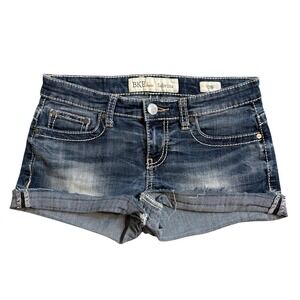 BKE Denim Sabrina Womens Cut-Off Shorts Size 26 Blue Distressed Cuffed Low Rise